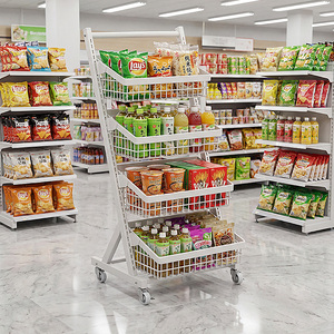 Commercial Double Row Slanted Fresh Fruit Cart